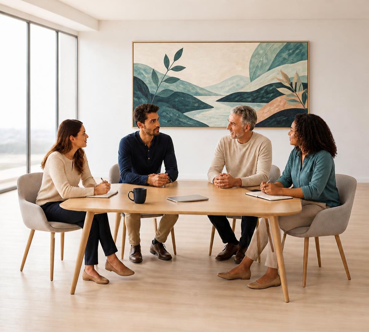Team members building connection during a workshop